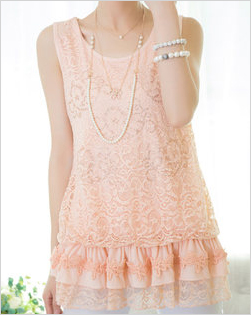 Mid to long lace vest skirt